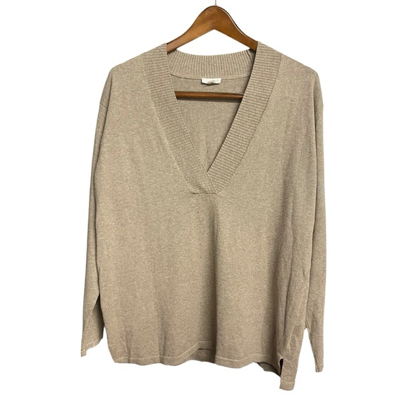 J.Jill Pure Jill Women Tan Cotton Cashmere V-Neck Pullover Tunic Sweater Size S - Picture 9 of 10